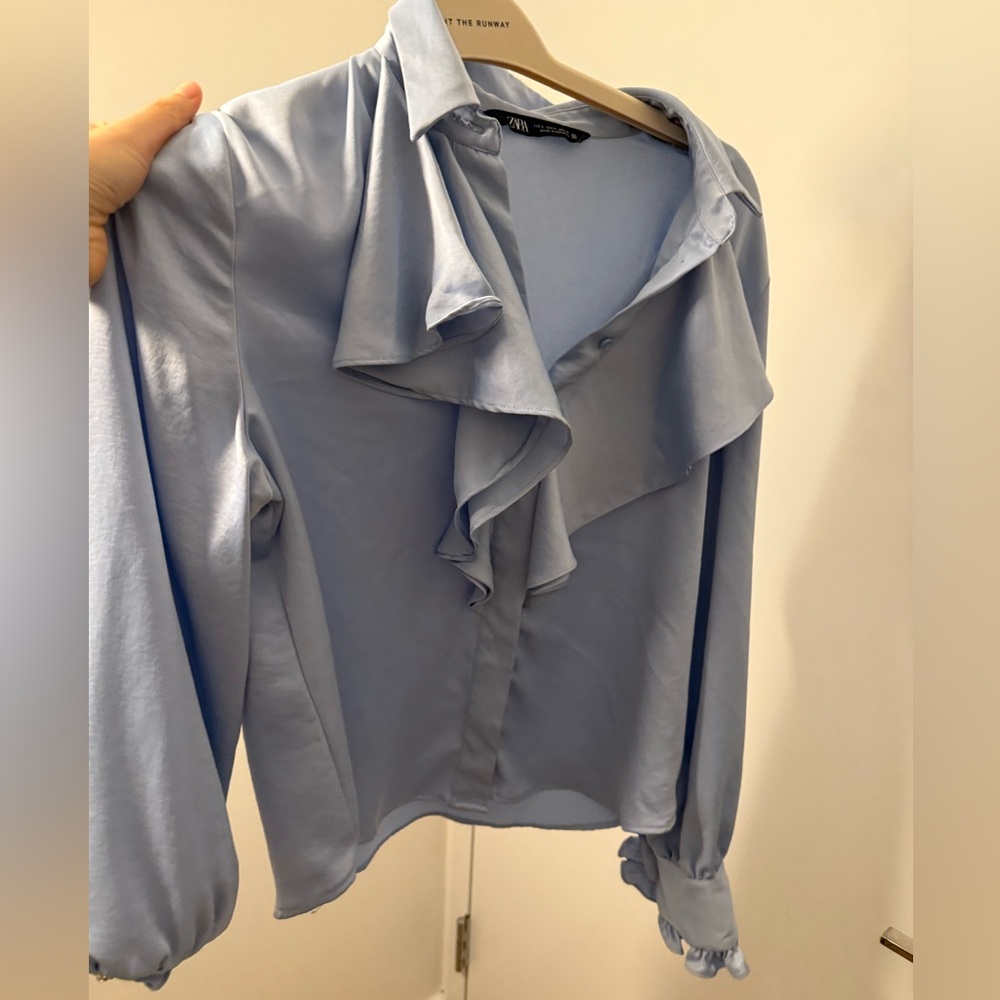 Ruffle blouse blue Zara